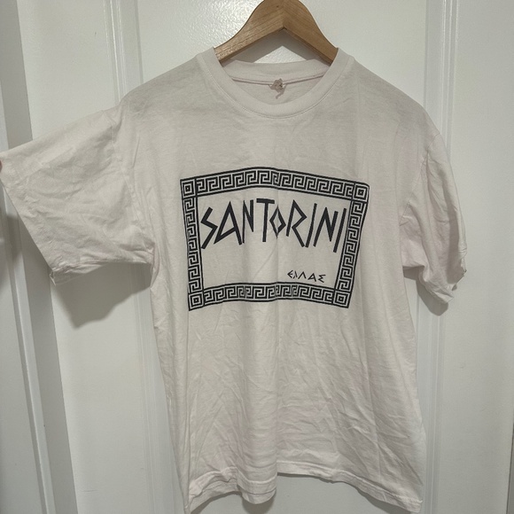 Santorini Greece Graphic Tee White Size Medium Cotton Short Sleeve Shirt - Picture 3 of 5